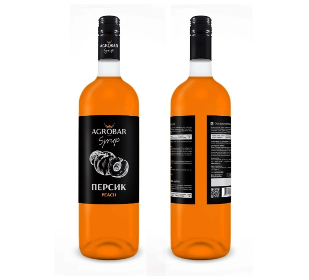 Сироп «AGROBAR» со вкусом «Персик» (Peach Syrup), 1 л.
