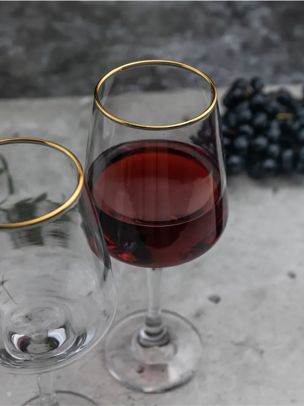 Набор бокалов для вина, 450 мл, 6 шт. с золотой каймой