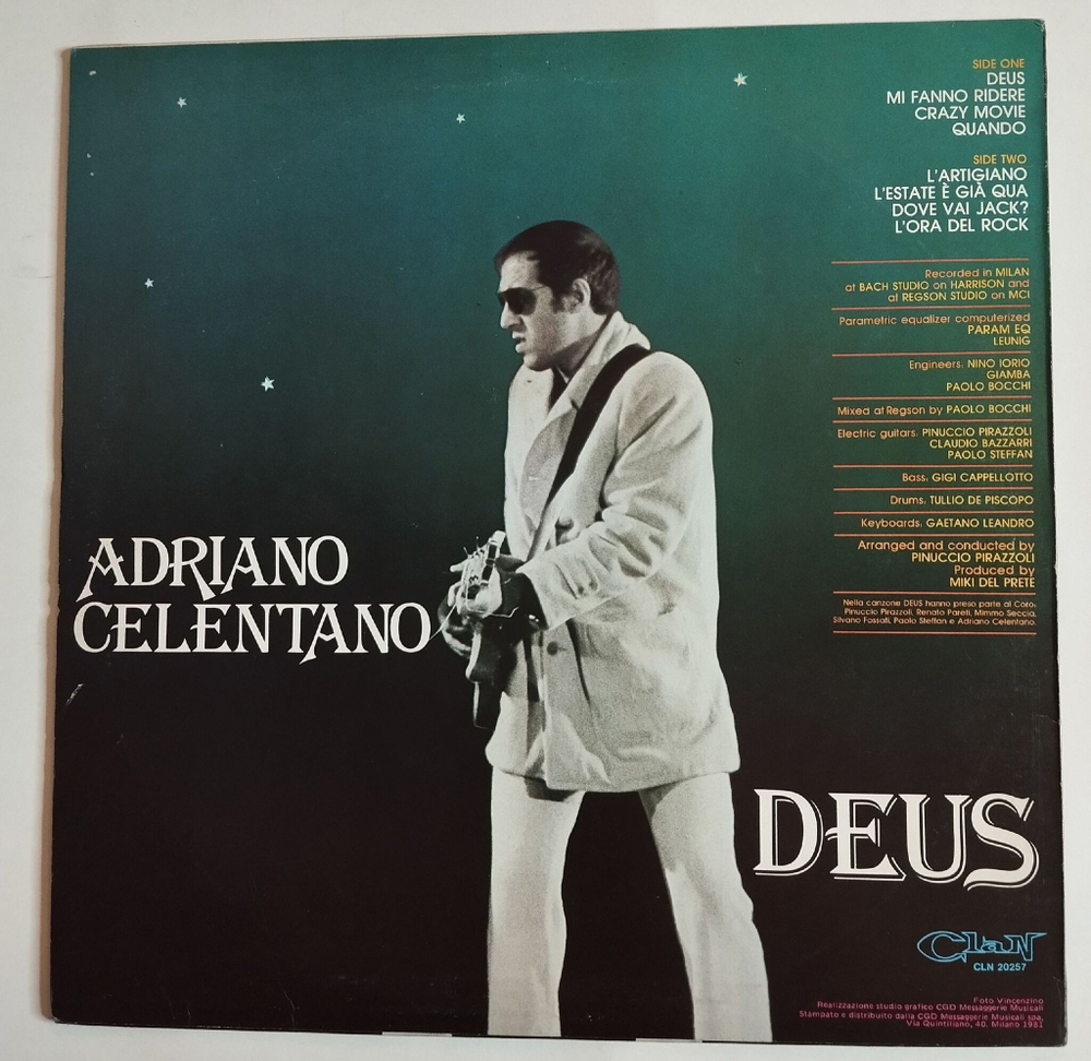 Винтажная виниловая пластинка LP Adriano Celentano Deus (Italy 1981)
