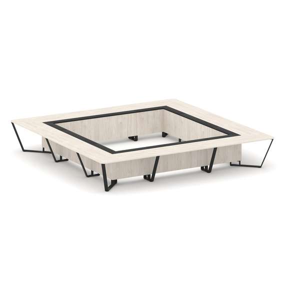 Steel Meet Стол переговорный квадратный KM-PR.B.SP-24K Денвер Светлый/Графит Глянец/Металл Черный 48