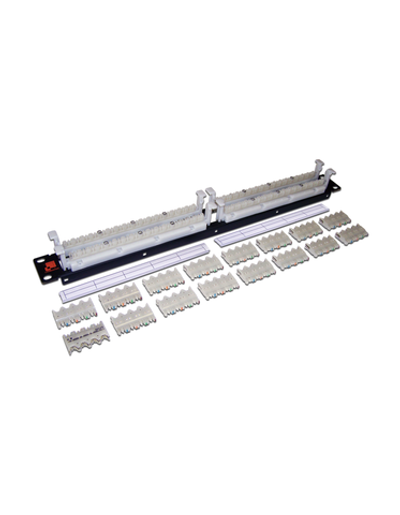 64-парный 110 19" кросс LANMASTER кат. 6, 1U, блоки в комплекте