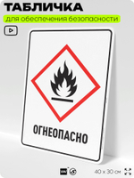 Табличка для обеспечения безопасности "Огнеопасно", для производства, предприятия, организаций, 40х30 см, Silver Plane x Айдентика Технолоджи