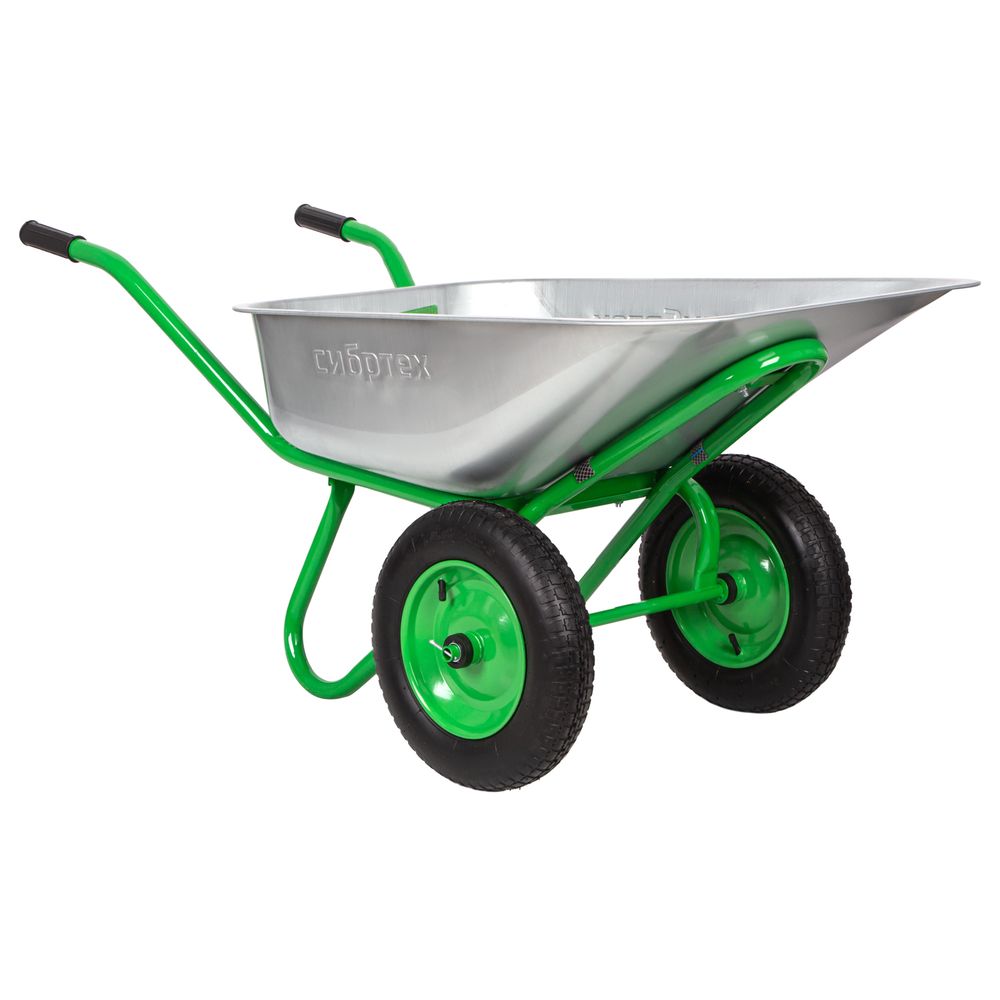 689643 Тачка садово-строительная 2-х колесная, грузоподъемность 230 кг, объем 90л Сибртех