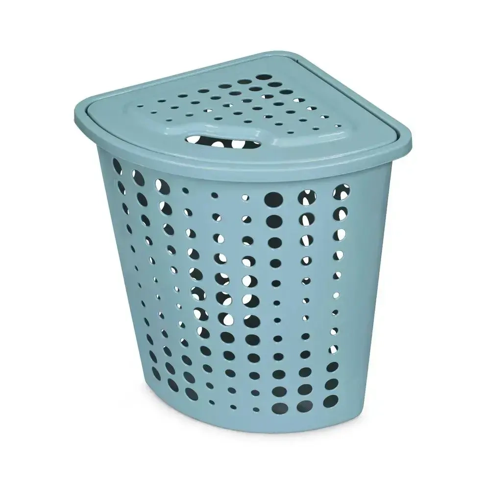 Корзина для белья угловая 45л с крышкой бирюзовая Молетта (комплект 6 шт)