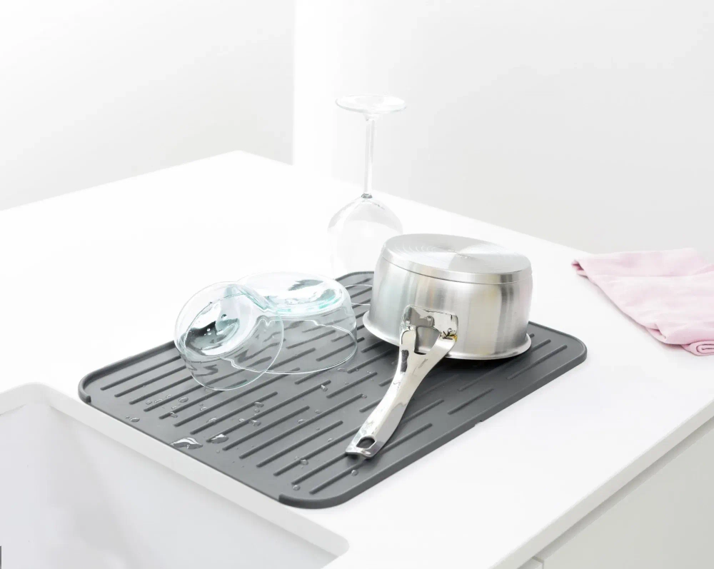 Brabantia Коврик силиконовый, сушилка для посуды 44х32см, серый