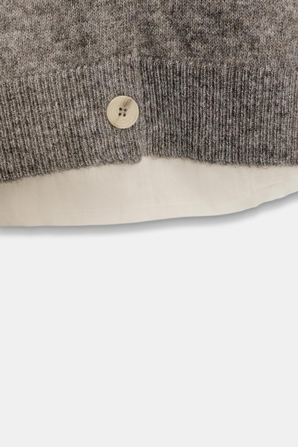 ZARА КАРДИГАН ИЗ КОМБИНИРОВАННОЙ ТКАНИ С ПОЯСОМ, СЕРЫЙ МЕЛАНЖ