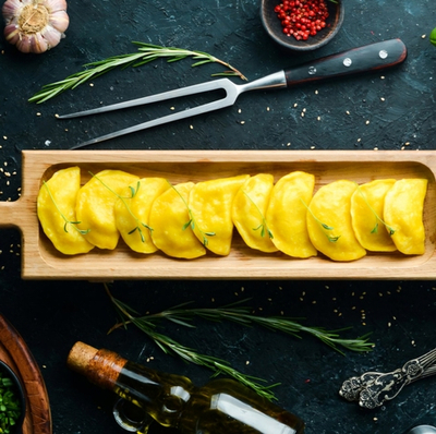 Вареники детские с картофелем, тыквой и сливками