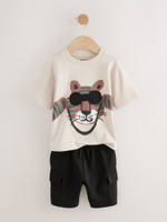 Футболка и шорты в комплекте для мальчика Next E63-602, Песочный, Черный