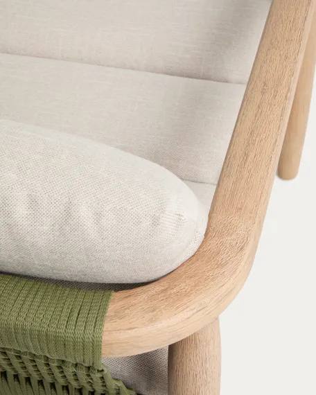 Уличный диван Menfi из массива акации и зеленой веревки, 136 см