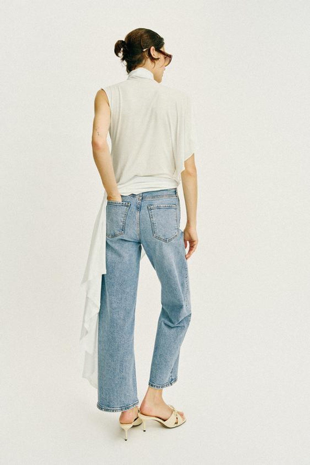 ZARA ДЖИНСЫ Z1975 STRAIGHT С ВЫСОКОЙ ПОСАДКОЙ, ВЫЦВЕТШИЙ СИНИЙ