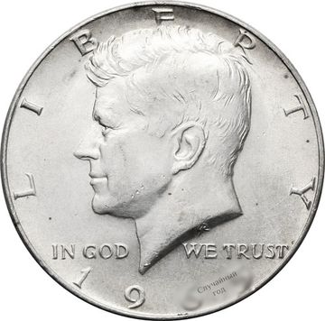 50 центов (1/2 доллара, half dollar) 1965-1969 США (Кеннеди)