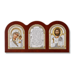 Триптих, Спаситель, Казанская БМ, Молитва, икона, красное дерево 320х160