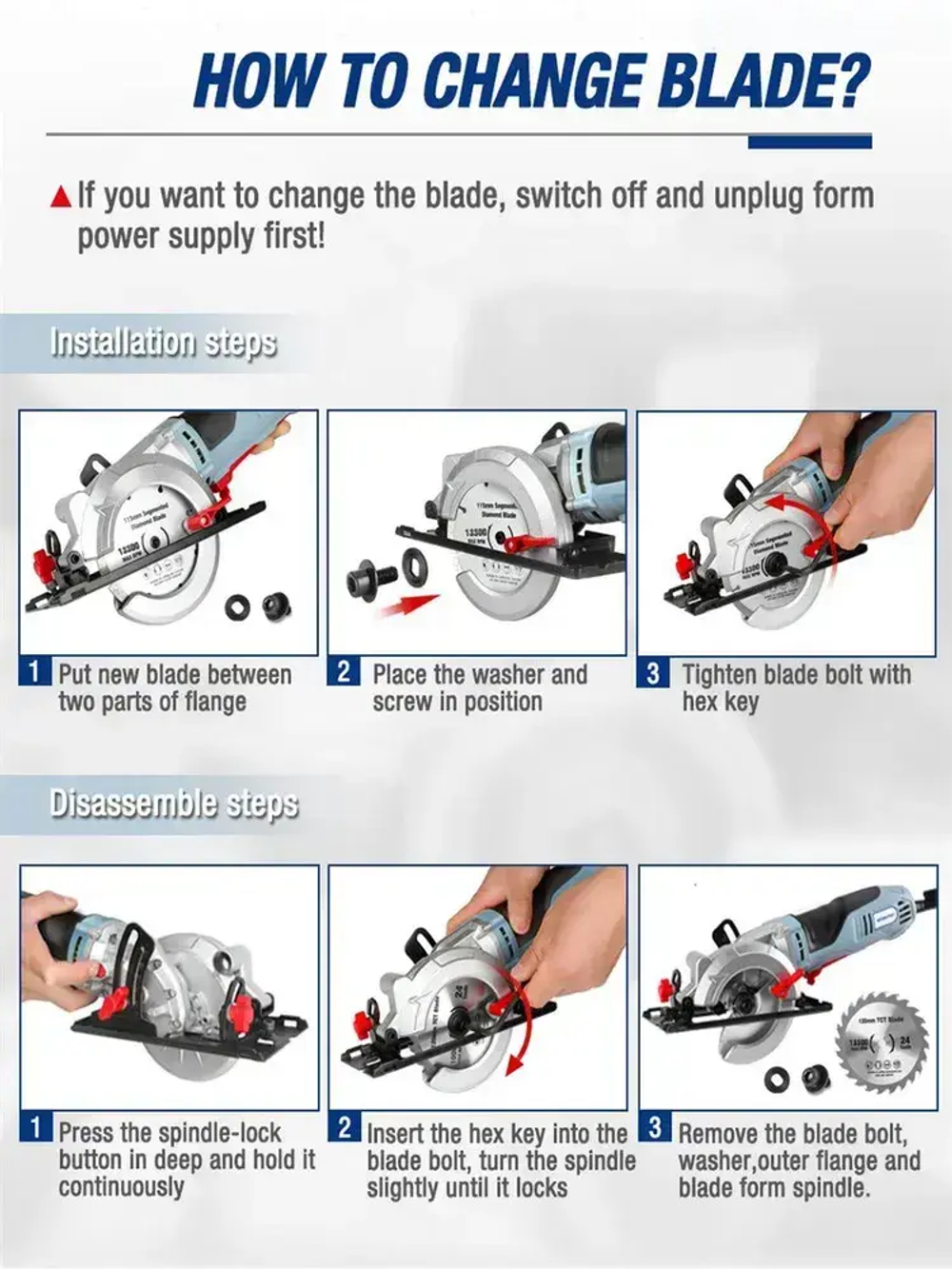 WORKPRO 750 Вт электрическая мини циркулярная пила электроинструменты