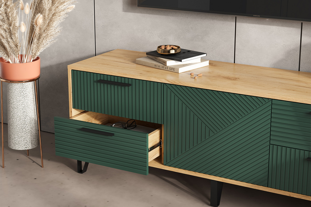 Тумба ТВ Флэш, Браш Мени Грин, Дуб Крафт