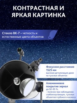 Телескоп Добсона Levenhuk New Skyline PRO 12" (300/1525) - информация о фокусном расстоянии и покрытии