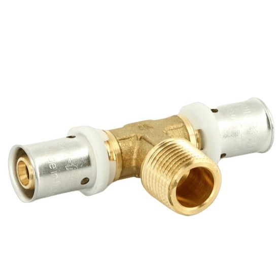 Тройник пресс Uni-Fitt 16х1/2"х16 НР для металлопластиковых труб фитинг (708G6260)