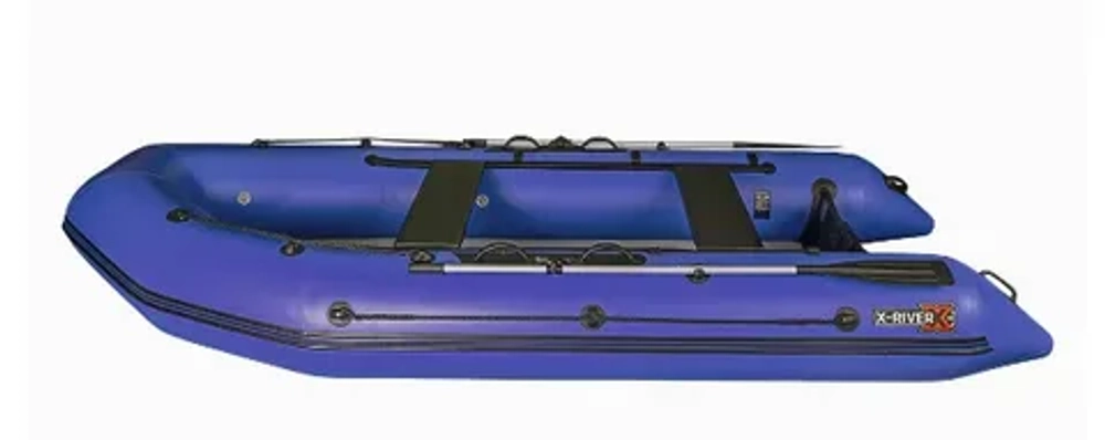 Лодка ПВХ X-River Rocky 415 НДВД + усиленное дно и баллон, синий/фурнитура черная