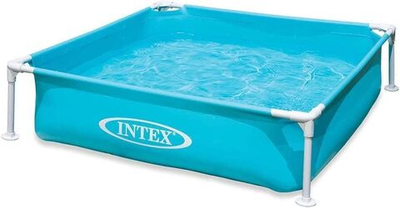 Бассейн каркасный Intex 57173 Mini Frame 122х122х30 см / Квадратный сборный бассейн Интекс для дачи и загородного отдыха