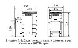 Печь банная TMF Компакт Carbon Витра Терракота габаритные размеры