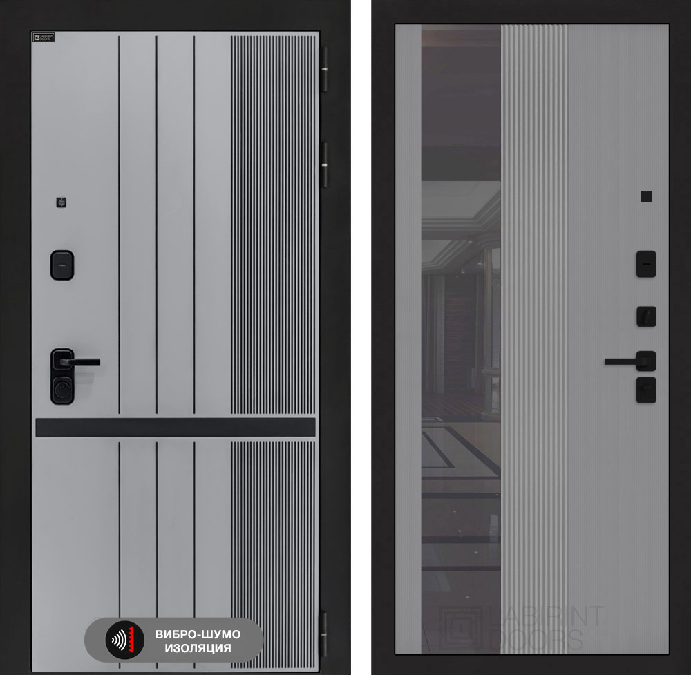 Входная дверь Лабиринт SKYLAB - 32 Серый софт рельеф