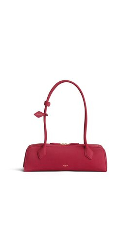 ALAÏA СУМКА LE TECKEL ИЗ НАТУРАЛЬНОЙ КОЖИ, МАЛИНОВЫЙ
