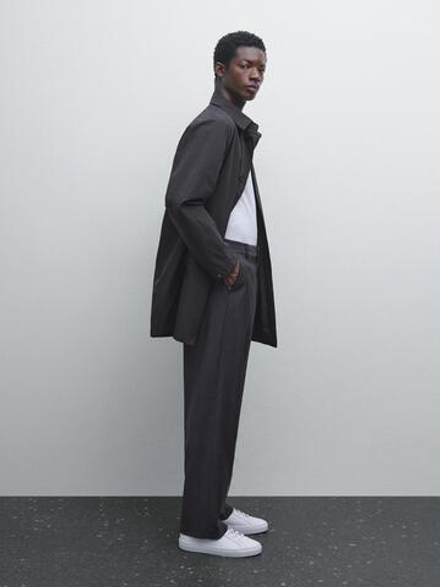 Massimo Dutti Брюки-джоггеры из шерстяной смеси, темно-синий