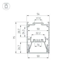 Профиль IP-LINE-5475-2000 BLACK (Arlight, Алюминий) 053899