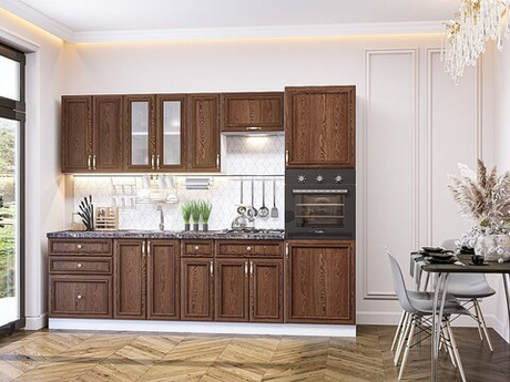 Прямая модульная кухня Шале-02 Brown Dreamline - Белый 2140*2700*600