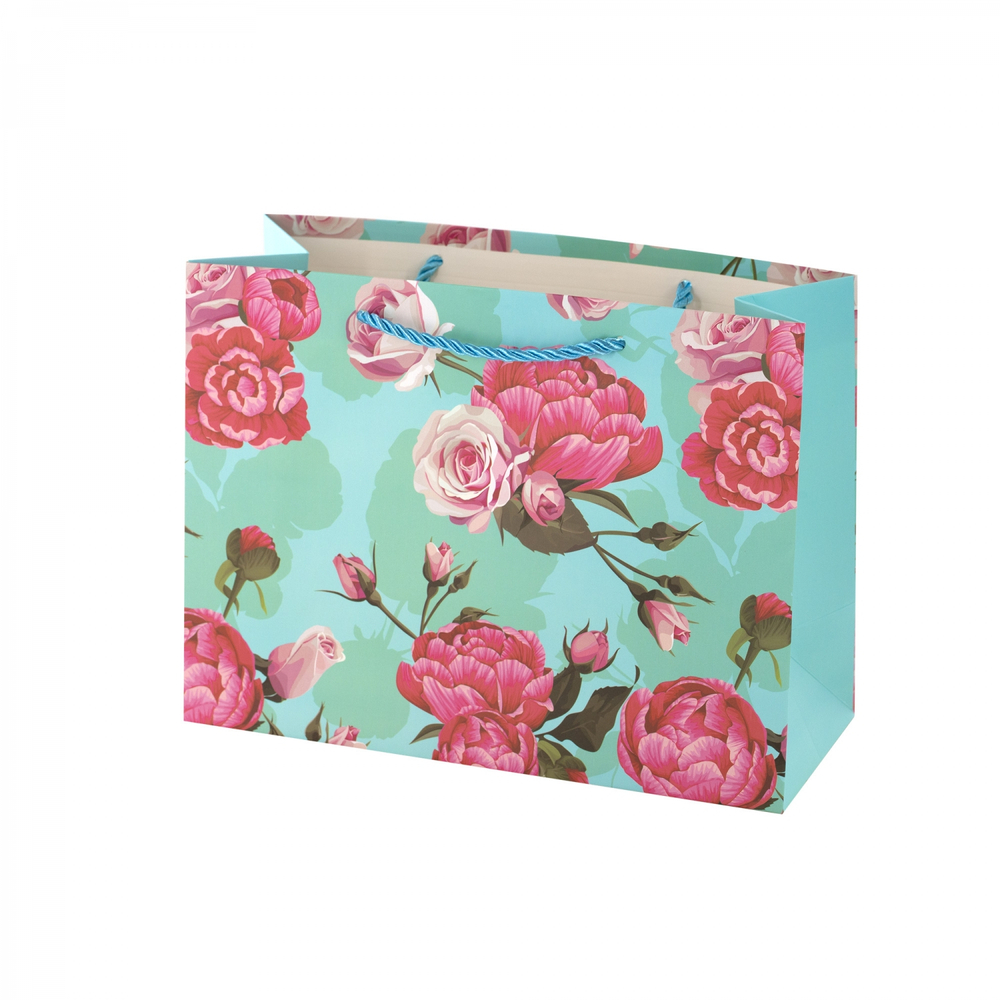 Пакет подарочный бумажный Alingar, (XL) 30х38х11 см, горизонтальный, "Цветы", матов. ламинация, ассорти