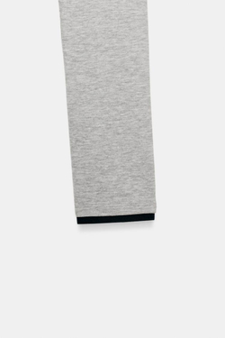 ZARA УКОРОЧЕННАЯ ФУТБОЛКА С ДВОЙНЫМ ЭФФЕКТОМ, СЕРЫЙ МЕЛАНЖ