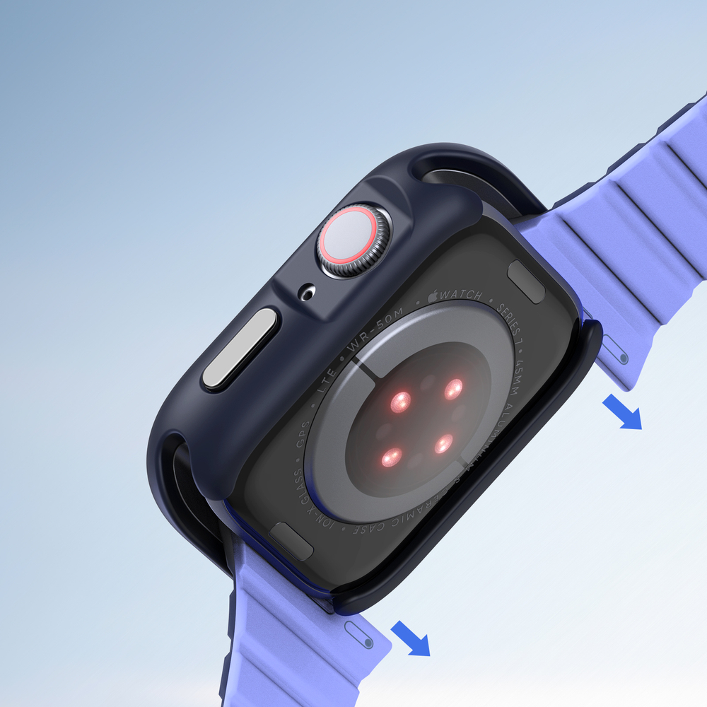 Чехол-бампер для часов Apple Watch 44мм для моделей 4, 5, 6 и SE черный с оранжевыми вставками (Midnight/Orange), от Dux Ducis, серия Bamo Series Case