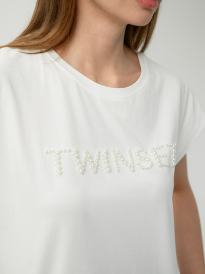 TWINSET Футболка с жемчужным лого