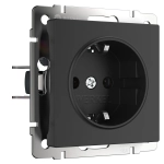 Розетка с заземлением безвинтовой зажим (черный матовый) W1171308
