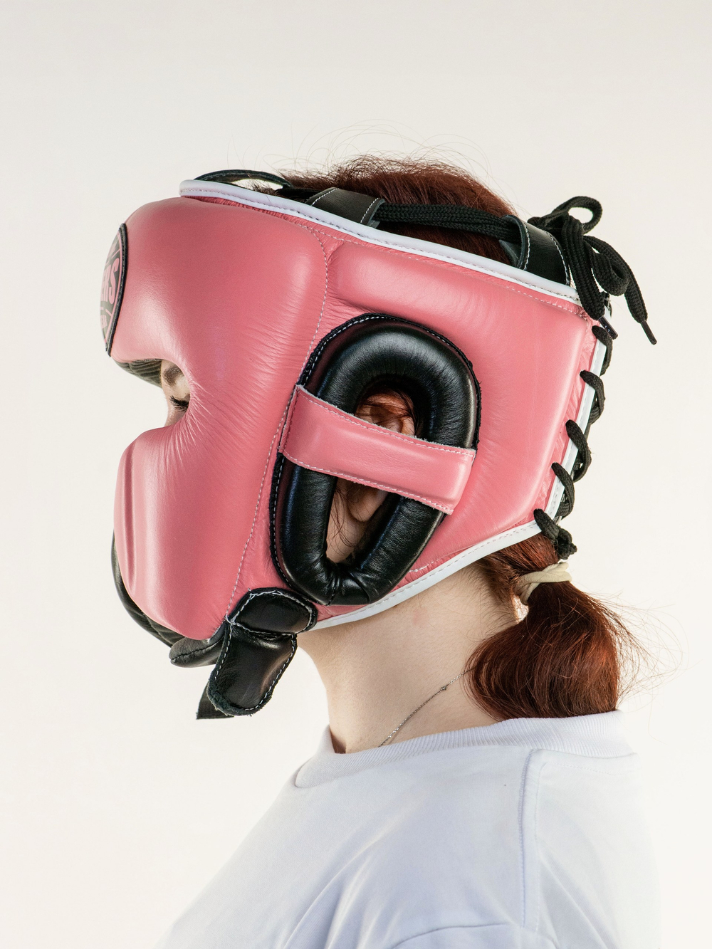 Шлем боксерский LEADERS LS MEX WAVE BK/PNK 1/2 ( кожа, черный/розовый)