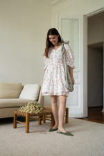 Платье Милана из муслина для беременных и кормящих, Айвори с цветами