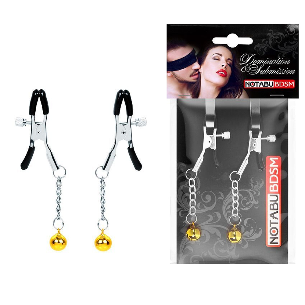 Зажимы на соски Notabu с желтыми шариками, металлические