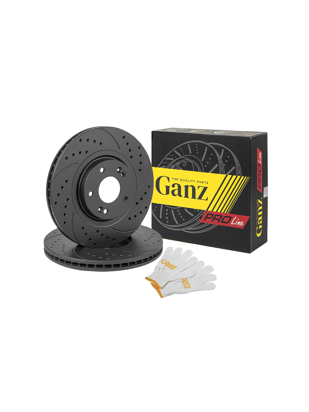 Диск тормозной передний перфорированный PRO-LINE с покрытием (комплект 2 шт) HYUNDAI SANTA FE 2006-> GANZ GIJ10018S