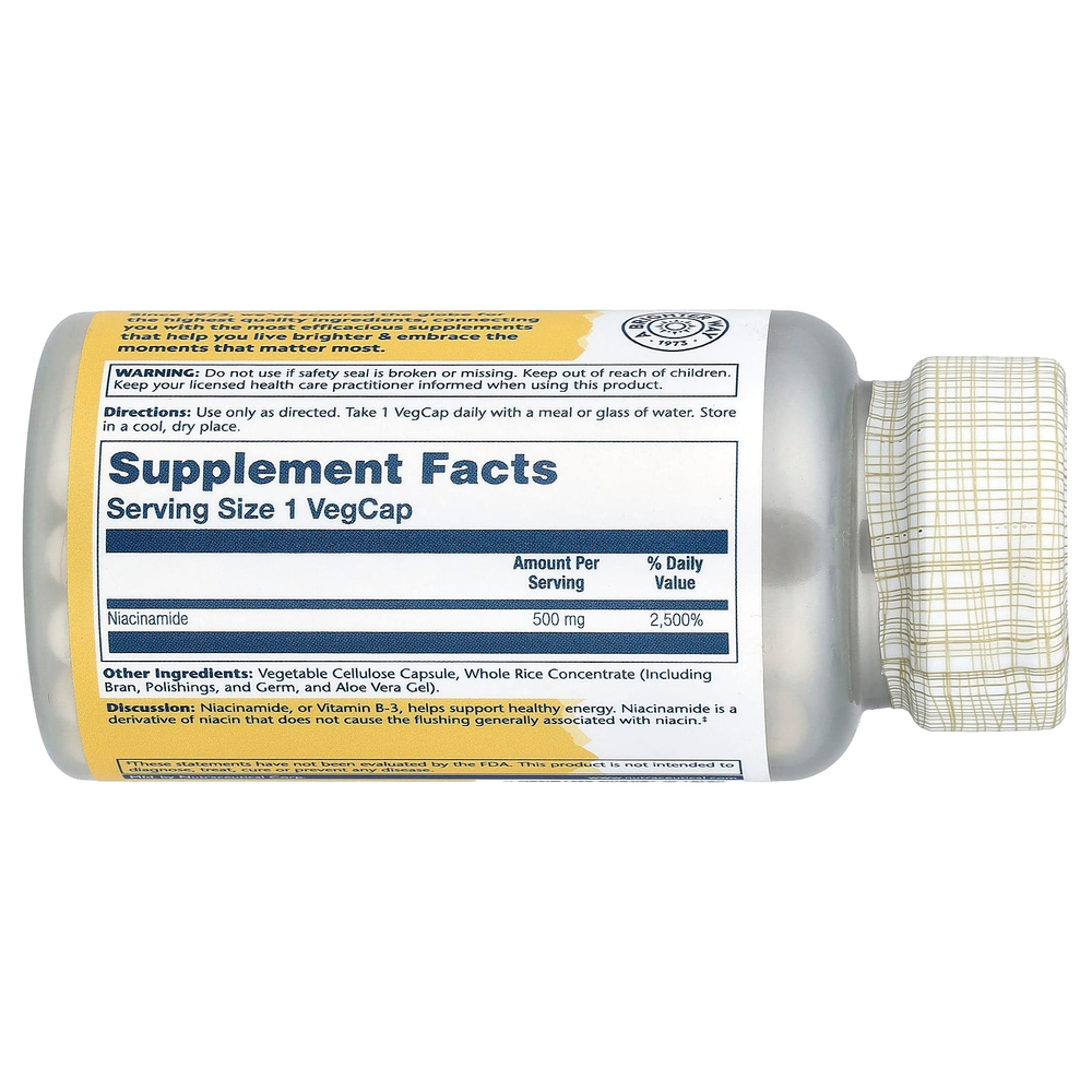 Solaray, никотинамид, 500 мг, 100 капсул VegCap