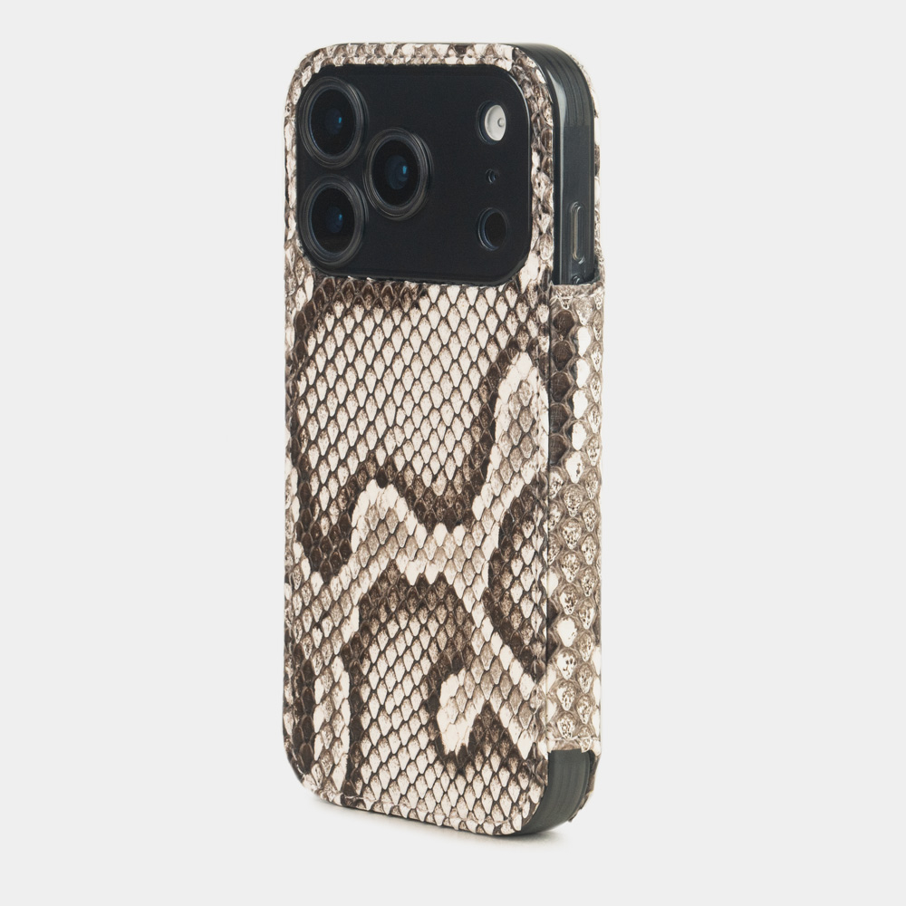 Чехол-книжка кожаная для iPhone 17 Pro Max, питон натурального цвета