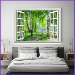 Окно фотообои на стену 200х150см виниловые на флизелиновой основе, обои в дом