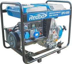 Генератор дизельный Redbo DPG-6500 (7 кВт, бак 15 л, ручной/электростартер, AVR, 2 розетки ) электрогенератор / резервный источник питания