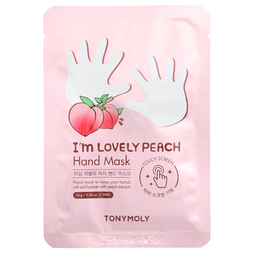 TonyMoly, I'm Lovely, персиковая маска для рук, 1 шт., 16 г (0,56 унции)