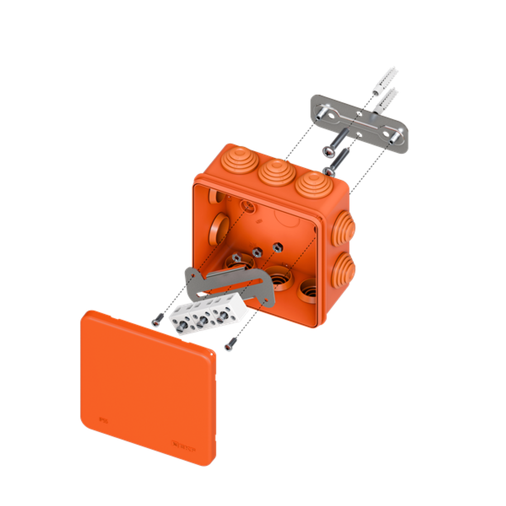 Коробка огнестойкая E45 100x100x50мм с клеммниками 6 полюсов 0,5-4мм2 IP55 HF EKF