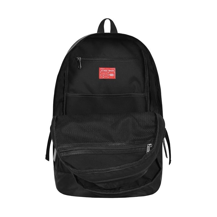 Рюкзак STREET BAGS Гладкий нейлон прямая молния, черный