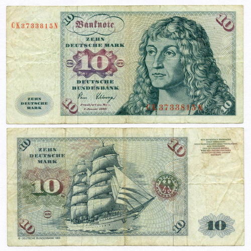 Банкнота Германия (ФРГ) 10 марок 1980 год CK3733815N. F-VF