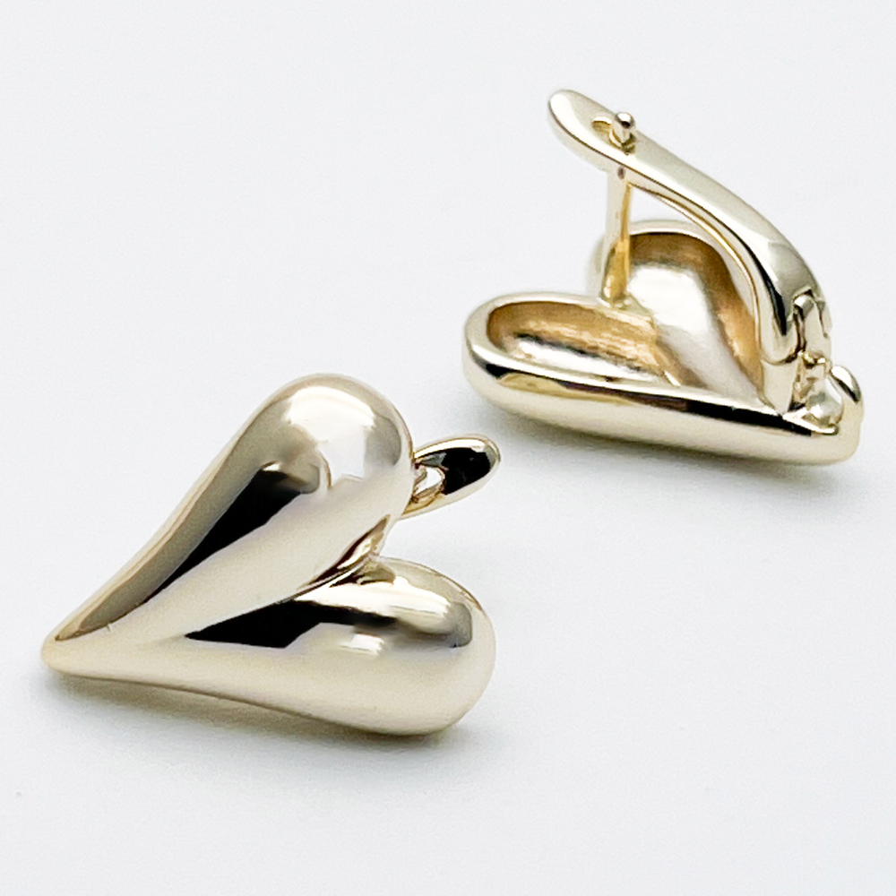 Ювелирные швензы Сердце с позолотой, размер 18*14 мм, цена за пару