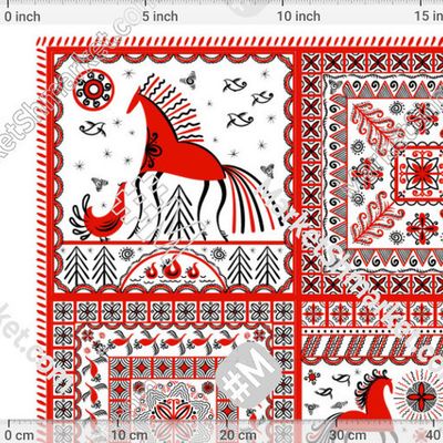 Девять мотивов в стиле мезенской росписи (квадратный орнамент). by Irina Skaska 150 DPI