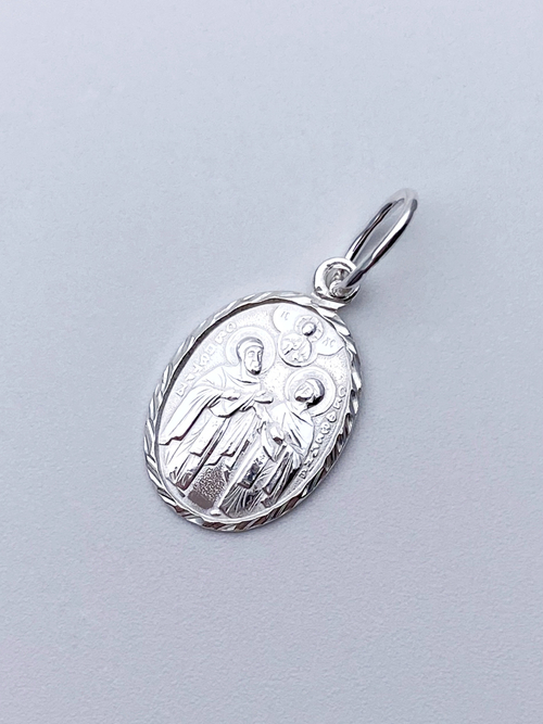 Образок из серебра/Без покрытия/С подвижным ухом/Петр и Феврония