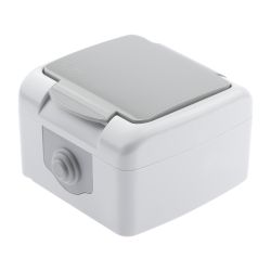 Розетка Intro Atlantic 5-201-03 с заземлением 2P+E Schuko 16А-250В IP54 ОУ серый | Intro