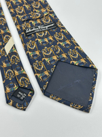 Галстук тёмно-синий с лошадьми Salvatore Ferragamo